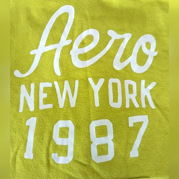 Aeropostale Y2K Lime Green Pullover Logo Soft Broken In Hoodie Sweatshirt - Picture 3 of 4
